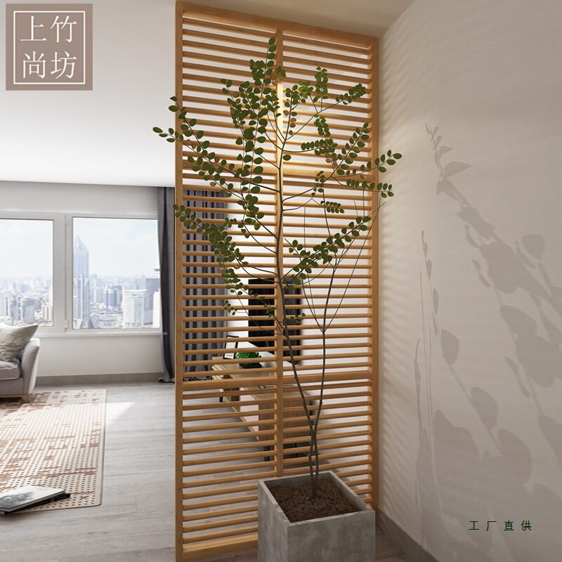 纯实木屏风家用竹屏风定 制简约现代风格日式现代入户玄关隔断定