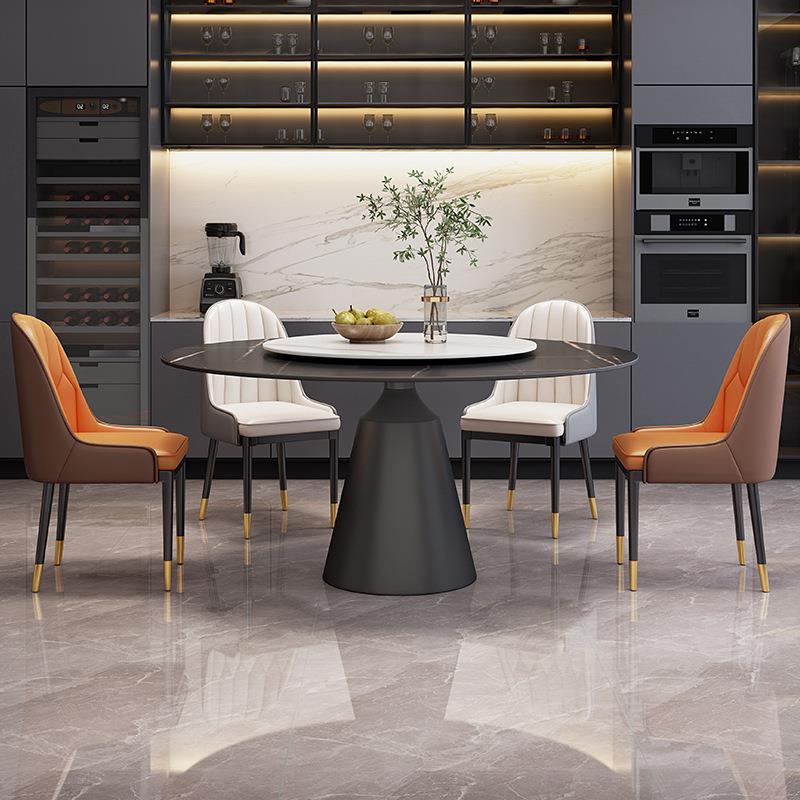 2款转025年新意式板餐桌旋转盘轻奢高端家岩用餐JCR桌小户型圆桌