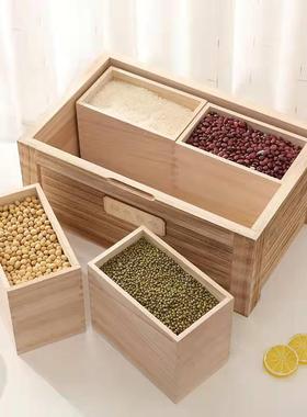 五谷杂粮收纳实木装桶米20斤分格储米米箱厨YWD房面箱盒绿豆稻米