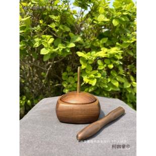 胡木丝滑黑毛主线轴钩织微钩多功能可转动线轴木质放线桃编麦柯咖