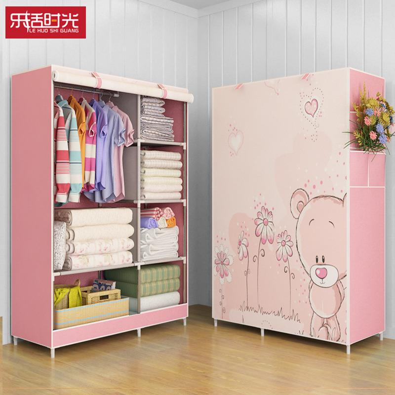 简易衣柜布艺橱钢架收叠纳衣防尘宿舍卧室布衣892家柜用组合折收