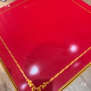 一体加折叠桌锈钢八仙桌双层厚红色不收纳方子便家用八WMC仙 包邮