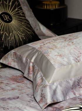 Mo美式高档12S长绒棉印花四件套YFF0丝别墅洋房s全棉滑柔软大气床