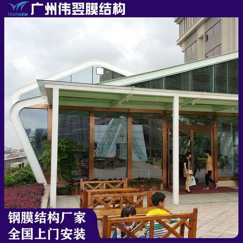 膜结景观MUZ雨亭P构VDF膜张拉楼顶膜结构遮阳挡棚酒店PTFE景观棚