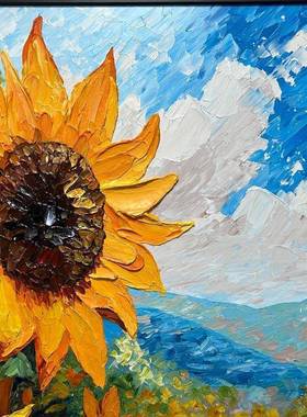 家直销手葵DCO绘抽象向日挂画客厅餐厅厂饰画玄关壁装画