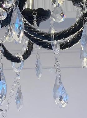 黑色蜡烛灯厅复古灯法式客吊水晶房间主灯欧式高端大大KKY气灯餐