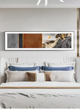 依山览云床头墙风卧画横幅民宿中国红色挂画奢新轻中式主CT-A104