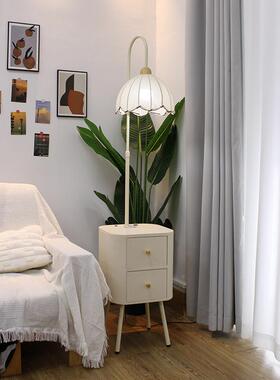 卧奶油风14087网红地灯氛落围感装饰床头台灯一体室置物客厅柜沙