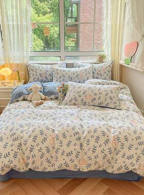 秋冬加厚全棉件磨毛件套纯棉床2025新款被套床单床笠三套上100156