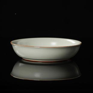 宋朴米黄窑汝瓷壶壶托茶具522配件茶瓷点承心盘果盘陶汝茶壶开片