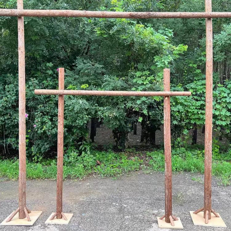 背景摆件花门木桩拱门森系婚庆道具户外草坪婚礼木头架子树桩花架
