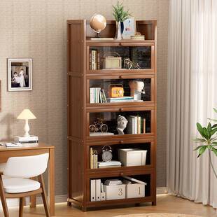 书架物落地置物架用书柜防尘带门储柜家BEQ多层置物柜靠墙一体收