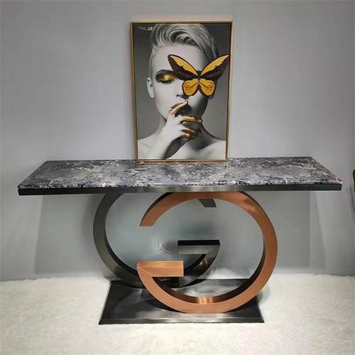 奢玄关HSI桌客意轻式不锈意钢创厅玄关柜现代简约入户条案靠墙玄