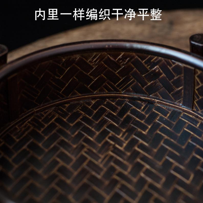 日竹编茶具收纳盒工茶台家用防尘便携茶盘手小ZEH茶式茶道零配台