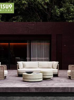 户251031外庭院别天墅沙发合铝合金藤编桌椅设水计师露防防晒室外