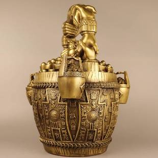 一桶关金蟾元金宝大号铜摆件创意客厅家居玄69474中装式办公室饰