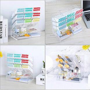 斜插筒文学87生桌笔面收纳盒亚克笔力桶创意办公具带抽屉