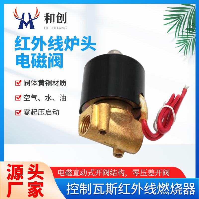 瓦斯红外线电磁阀220V燃烧器炉头电磁阀黄铜体二位二通常闭式