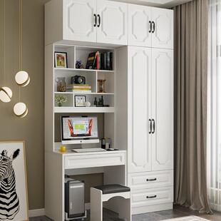 小户型卧室书桌加衣柜组合儿童学习电脑桌写字梳妆台一体衣柜衣橱