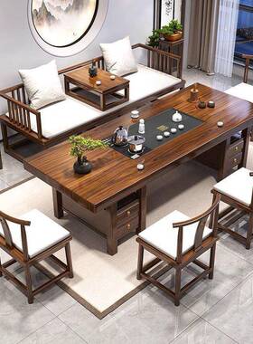价TXP2罗汉床茶桌桌椅组合公室中式茶台家用五椅大板泡茶