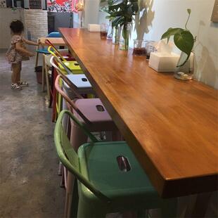 实木墙上一字隔板置物架靠墙电脑桌家用写字台挂墙书桌吧台板