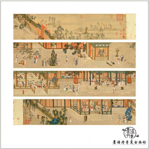 明仇英汉宫春晓图十大传世名画工笔人物画长卷仕女图高清装饰画