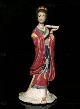 石湾公仔陶瓷仕女摆件中式古典美人特色商务送礼品客厅电视柜装饰