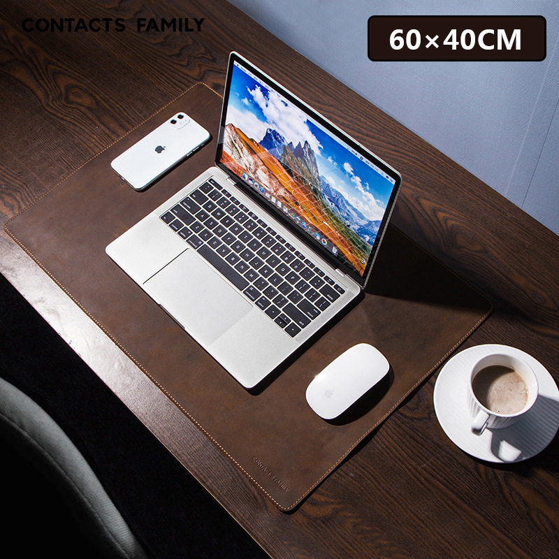复古疯马皮笔记本电脑办公桌垫夏季隔热舒适超大电脑鼠标垫现货