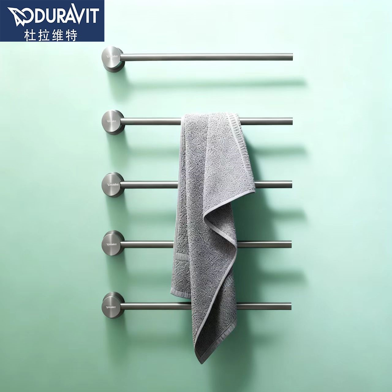 杜拉维特全铜毛巾架免打孔卫生间毛巾杆浴室轻奢浴巾架单杆置物架