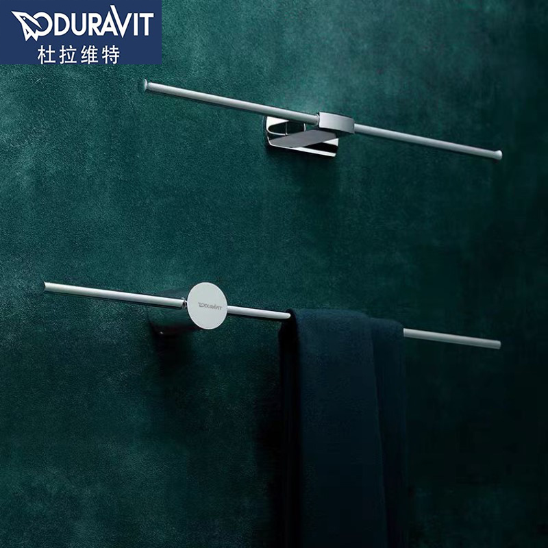 杜拉维特全铜毛巾架极简卫生间免打孔浴室轻奢风置物架单杆毛巾杆