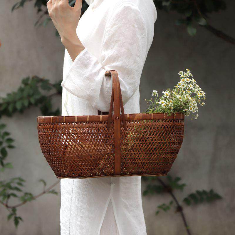 手工竹编制品手提篮子竹篮采茶篮果蔬篮田园风美食摄影道具,纺织面料/辅料/配套,纺织机械配件,淘宝优惠券,粉丝福利购,淘宝优惠卷