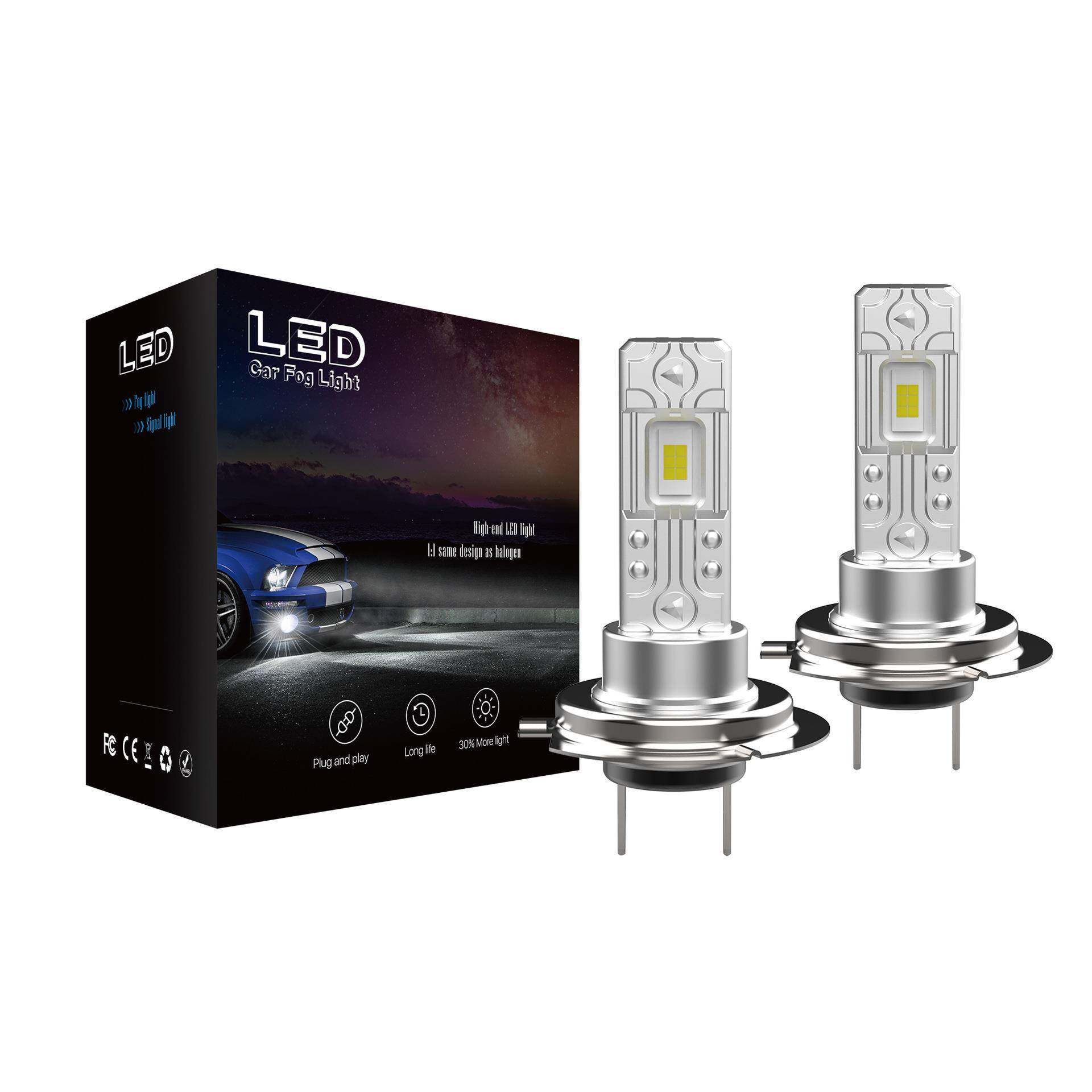 新款卤素灯尺寸LEDH7汽车LED雾灯灯泡H4H7P13LED车灯H7