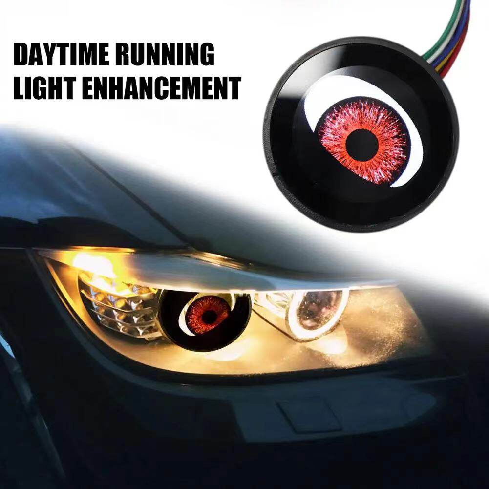 跨境新款动态LED汽车3寸雾灯恶魔眼LED眼睛灯大灯总成改装鹰眼灯