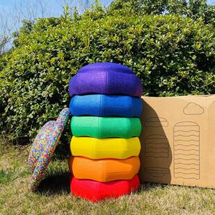 彩虹过河石6圆形八边形感统玩具EPP触觉训练器材幼儿园过桥石