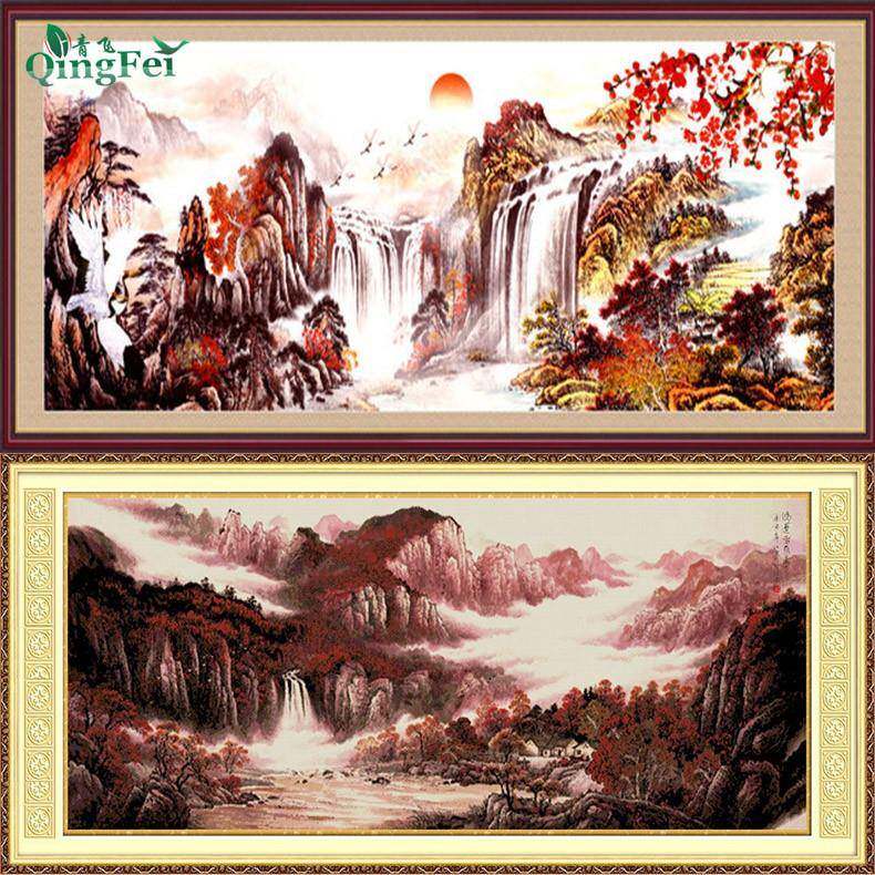 青飞新运当头十字绣2米聚宝盆大幅客厅聚宝盆山水风景画系列