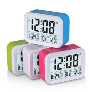 工厂直销可充电创意报时聪明钟智能感应夜光静音3组闹铃学生闹钟
