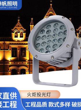 带帽檐大功率车轮LED投光灯户外防水桥梁楼宇亮化单色光圆形