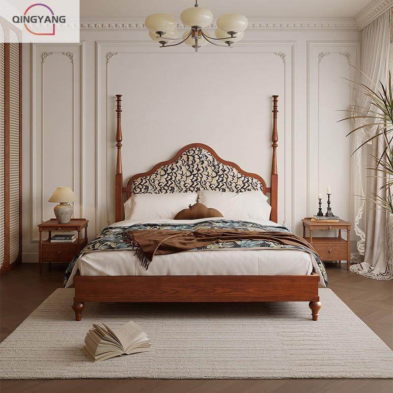 中古风夏洛特实木床1.8米美式白蜡木双人床1.5米轻奢法式主卧大床,收纳整理,烫衣板及配件,淘宝优惠券,粉丝福利购,淘宝优惠卷