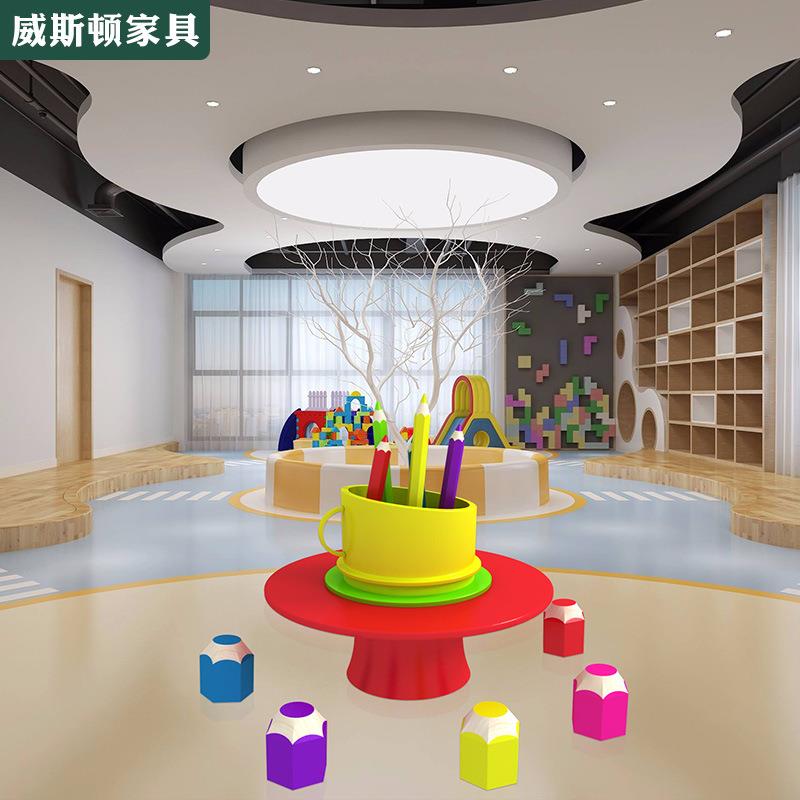 威斯顿儿童桌椅组合幼教中心铅笔造型儿童游乐园趣味卡通铅笔凳