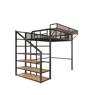 铁艺高架床单上层上床下空省空间家用二楼悬空床阁楼床上铺高低床
