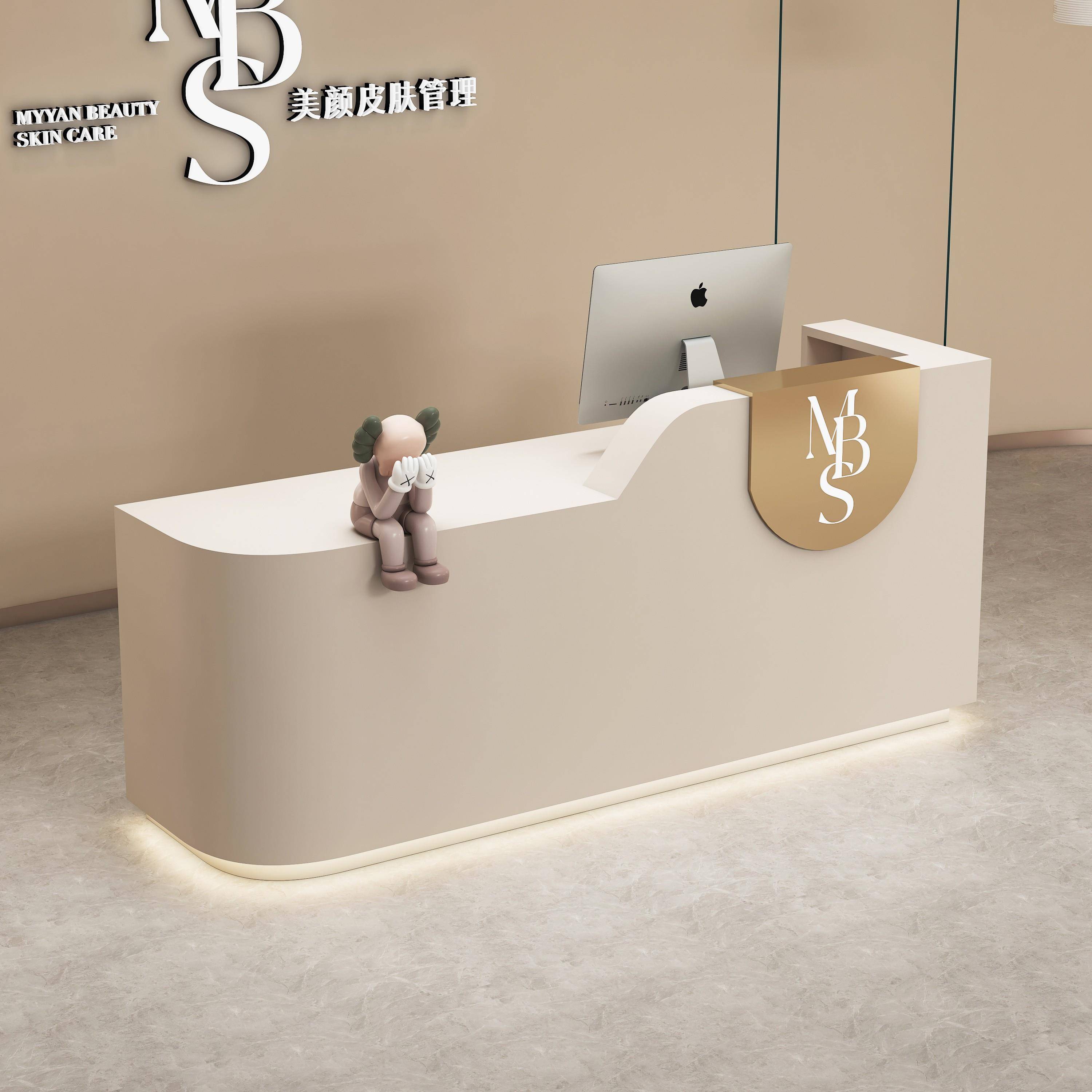 弧形服装店吧台桌收银柜台培训机构简约现代美容院护士站前台接待