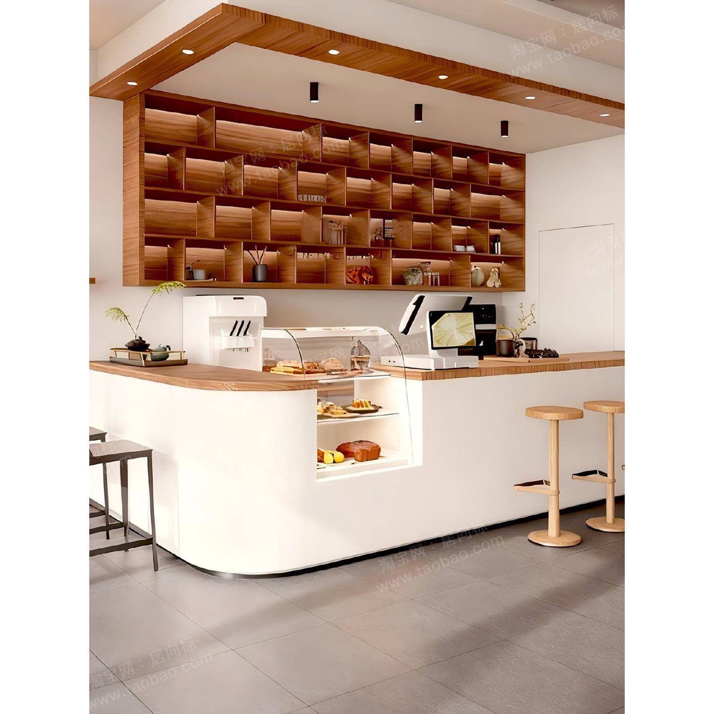 定制不锈钢转角弧形奶茶蛋糕前台接待台咖啡厅吧台收银台商用餐饮