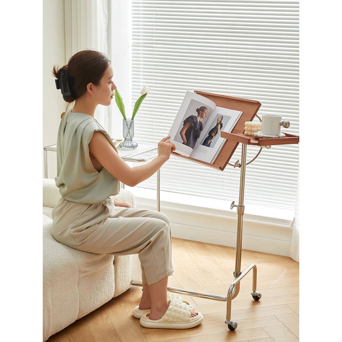 沙发边几可移动茶几琴谱架实木角几小推车置物架客厅边桌床头桌子