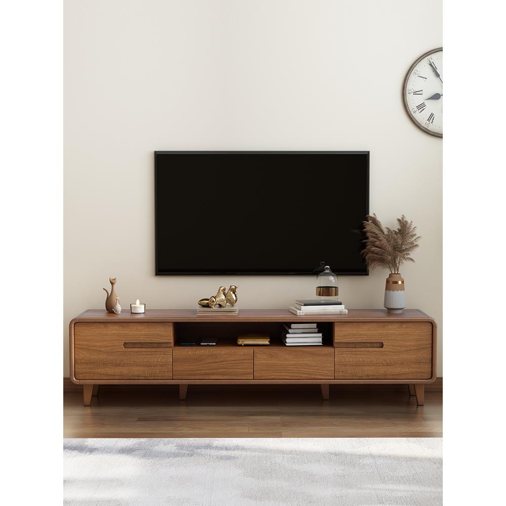 2025新款实木框电视机柜茶几组合小户型客厅家用落地收纳储物边柜