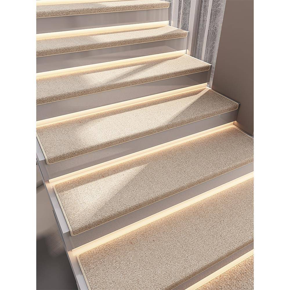 纯色楼梯踏步垫复式实木脚垫免胶自粘防滑家用地毯旋转楼梯垫简约
