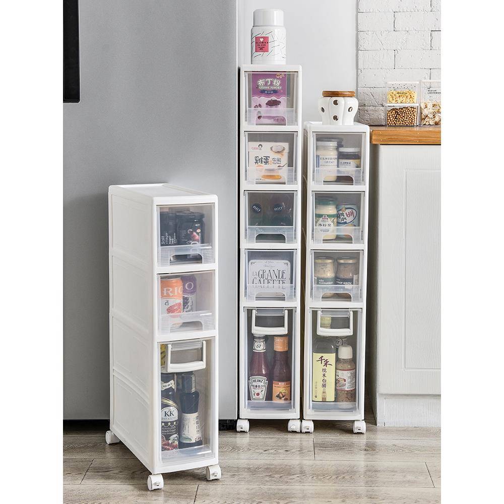 夹缝收纳柜免安装厨房缝隙柜抽屉式储物柜浴室卫生间窄缝柜置物架