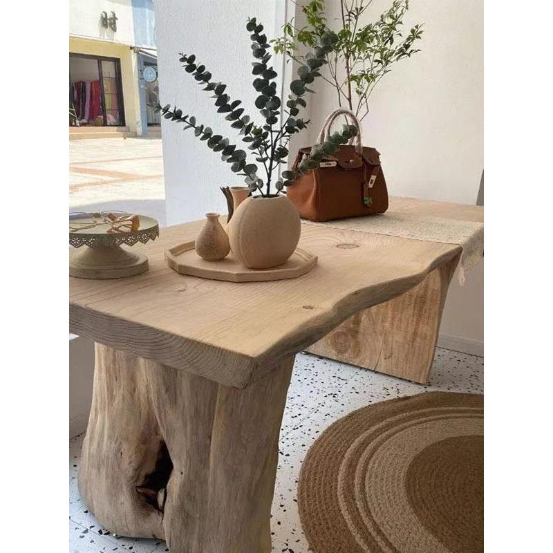 北欧原木桌子服装店饰品鞋包摆放中岛流水台展示长桌实木办公大板