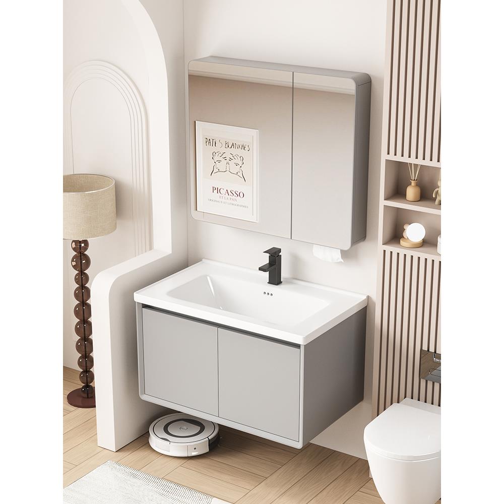 新款加厚蜂窝铝浴室柜组合陶瓷一体盆家用卫生间洗脸盆洗漱台40宽