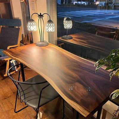 南美胡桃木大板茶桌实木书桌老板桌办公桌茶台原木雨木餐桌1.8米