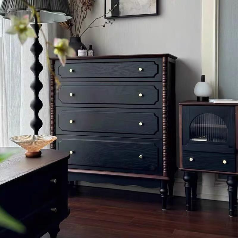 法式复古实木斗柜小户型卧室床尾置物柜家用抽屉式储物收纳柜山野